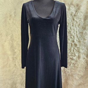 Tiana B. Women's Black Velvet Long Sleeves Midi Dress Size S